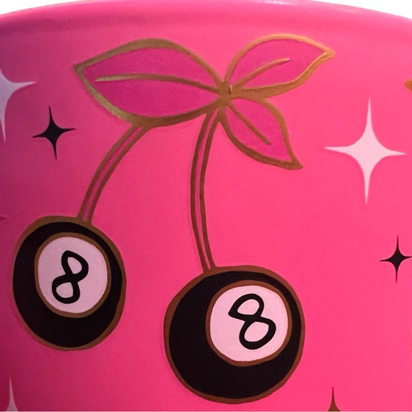 Sheffield Home NWT Black Pink 8 Ball Cherry Metallic Smooth Touch Mug - Picture 2 of 6